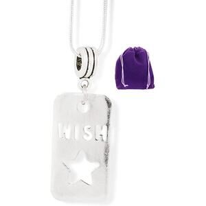 Wish (Cut out on Rectangle) Charm Snake Chain Necklace